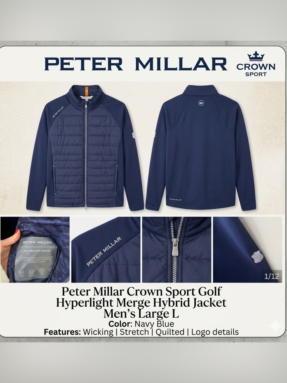 Peter Millar Crown Sport Golf Hyperlight Merge Hybrid Jacket Men’s Large L